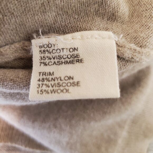 Laurie b. Cotton Pullover Sweater Layered Boatneck Sweater Gray Tan sz M - Picture 5 of 5